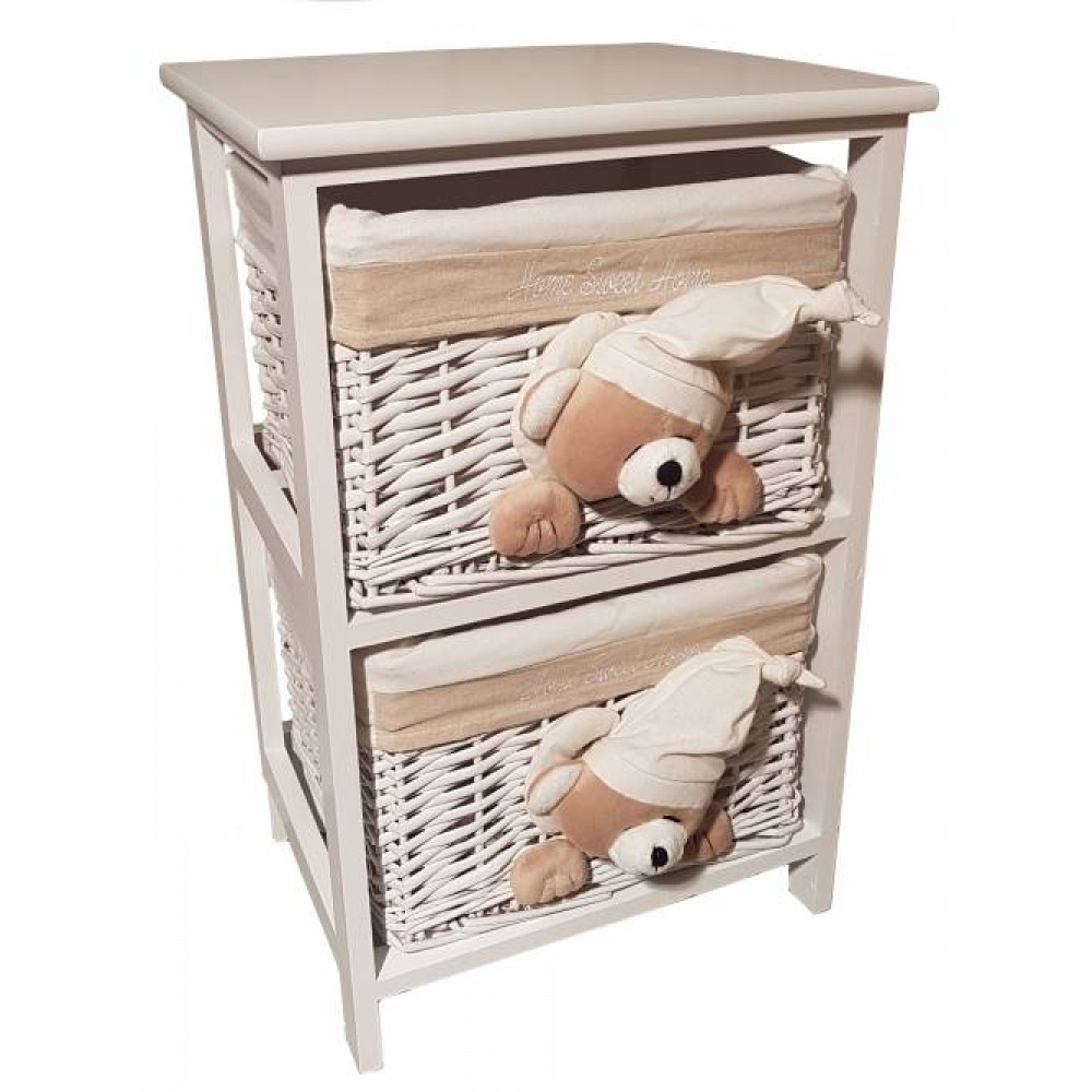 этажерка 2-х ярусная с плетеными стелажами