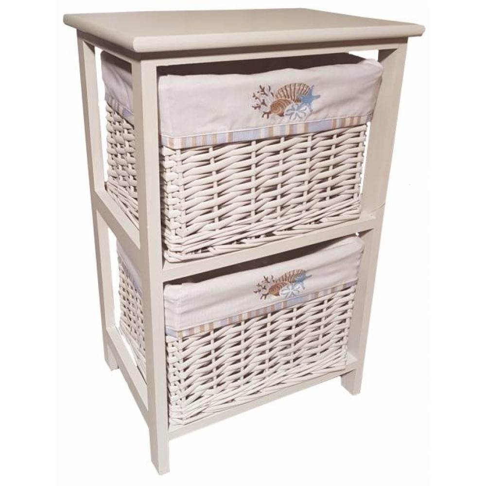 этажерка 2-х ярусная с плетеными стелажами