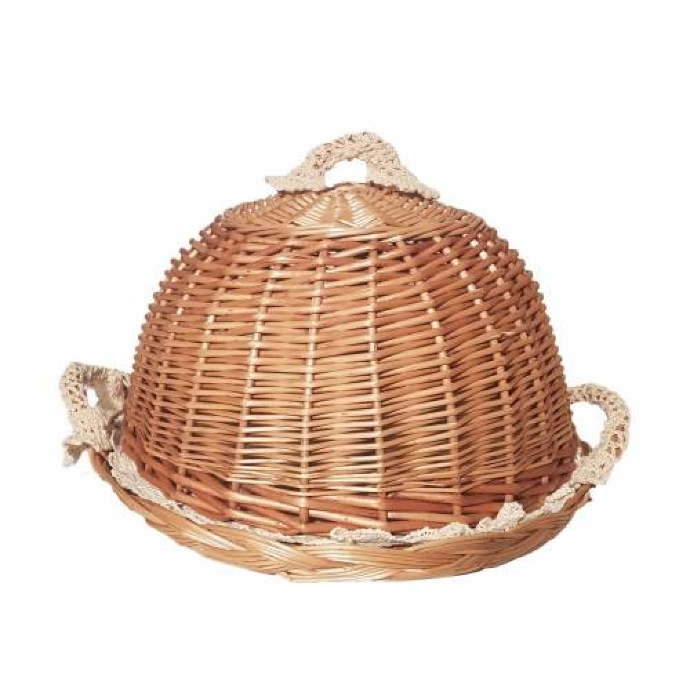 плетеный поднос с куполом из ивовой лозы