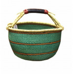 круглая корзина с кожаной ручкой