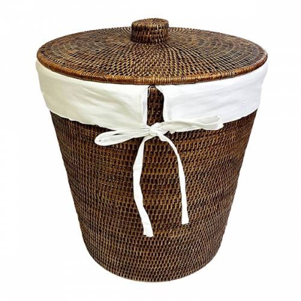 корзина для белья с крышкой и тканевым вложением