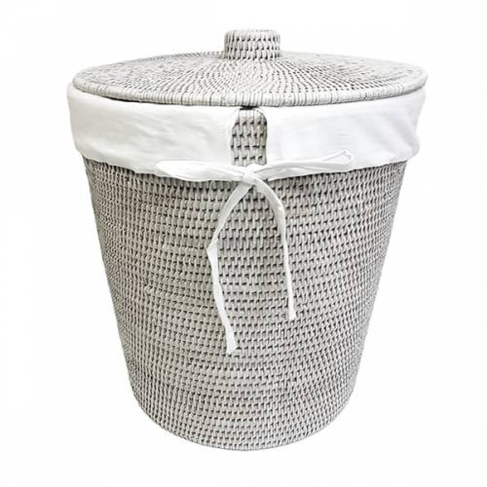 корзина для белья с крышкой и тканевым вложением