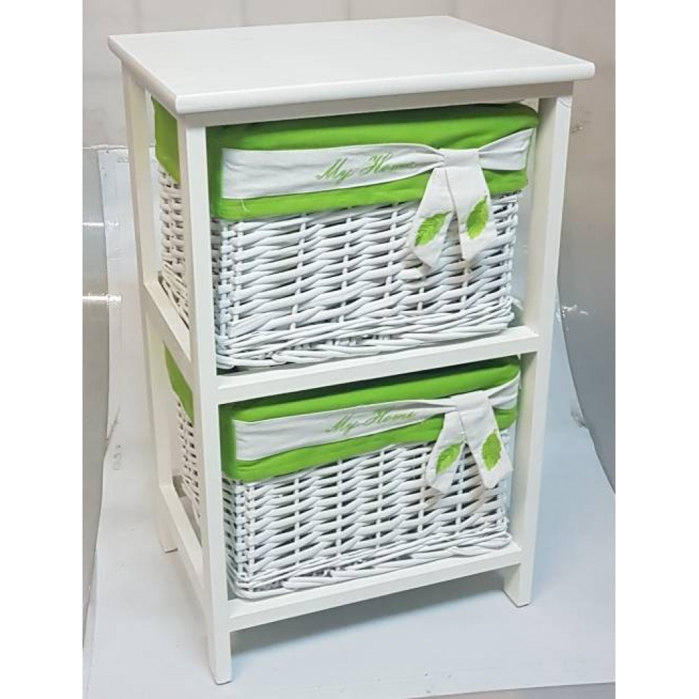 этажерка 2-х ярусная с плетеными стелажами