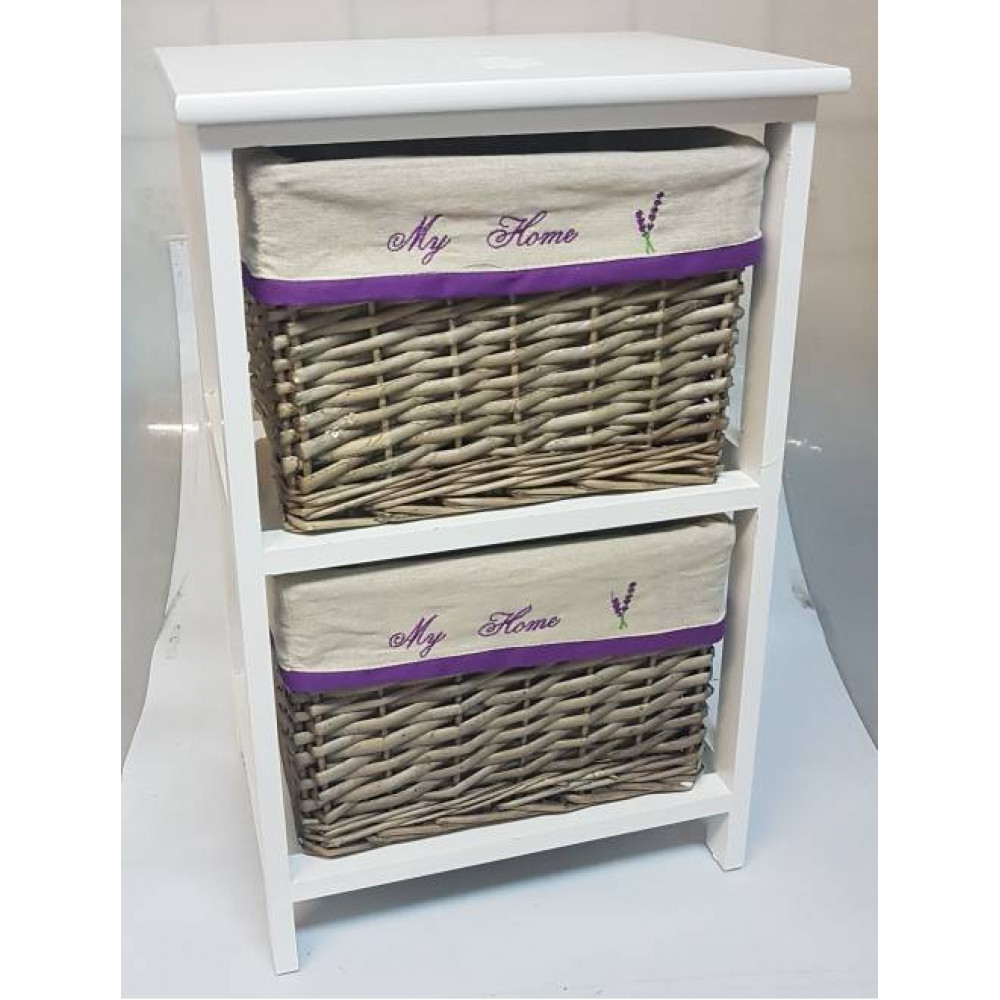 этажерка 2-х ярусная с плетеными стелажами